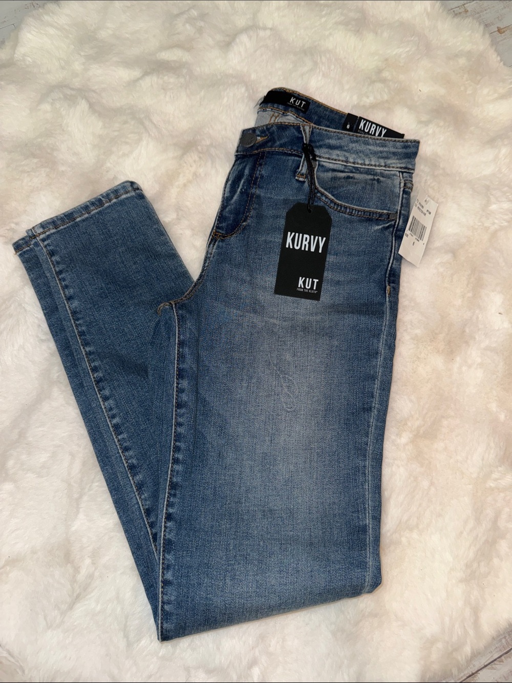 Kut from the Kloth Kurvy Skinny Jeans in Medium Blue Wash